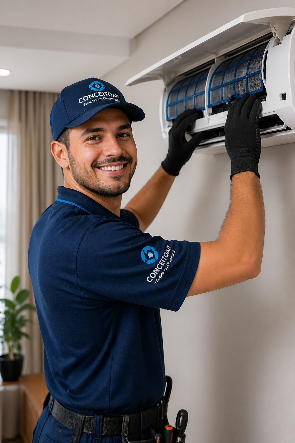 Instalação de ar condicionado em Aracruz ES com técnico especializado da ConceitoAr realizando manutenção profissional